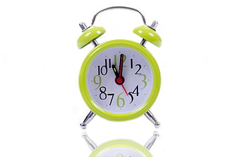 Green Retro Alarm Clock Isolated on White Background