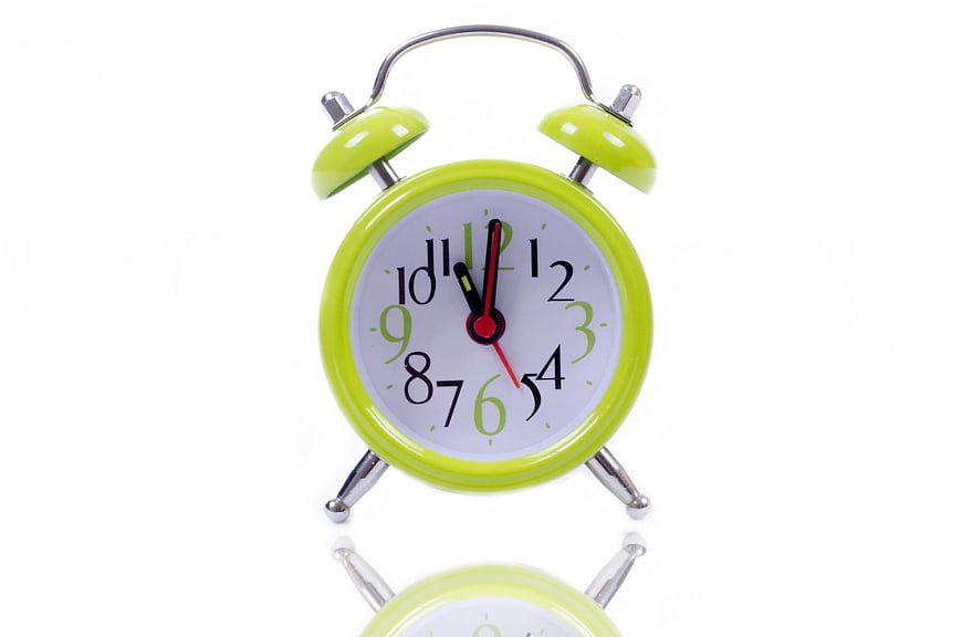 Green Retro Alarm Clock Isolated on White Background