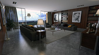 Modern Luxury Living Room Interior Design With Floor To Ceiling Windows