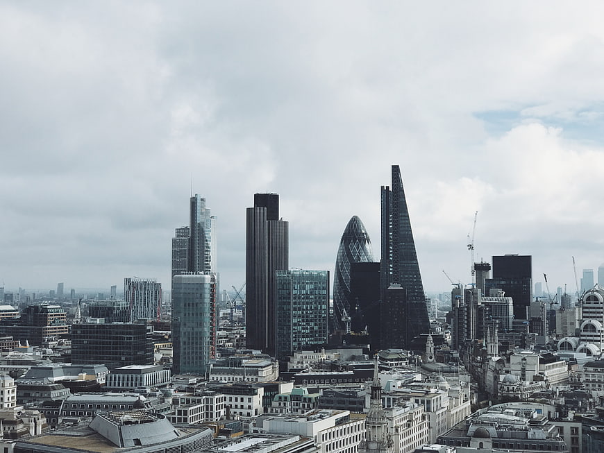 London Skyline with Gherkin and Shard Skyscrapers