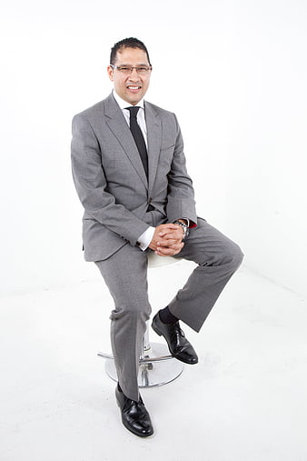 Professional Businessman Portrait In Gray Suit