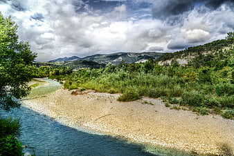 Scenic River Drome Landscape in Provence, France
