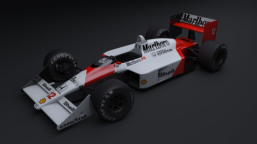 Vintage McLaren F1 Car 3D Render Marlboro Livery Dark Studio