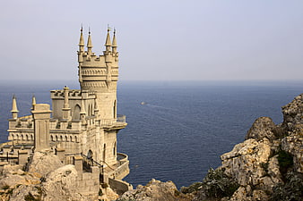 Swallow's Nest Castle on Rocky Cliff Overlooking Black Sea in Crimea