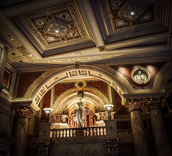 Ornate Interior Architecture of Caesars Palace Hotel in Las Vegas