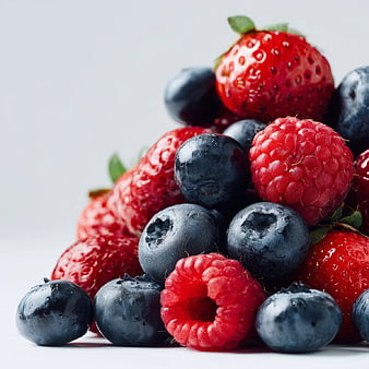 Fresh Mixed Berries: Strawberries, Raspberries, and Blueberries