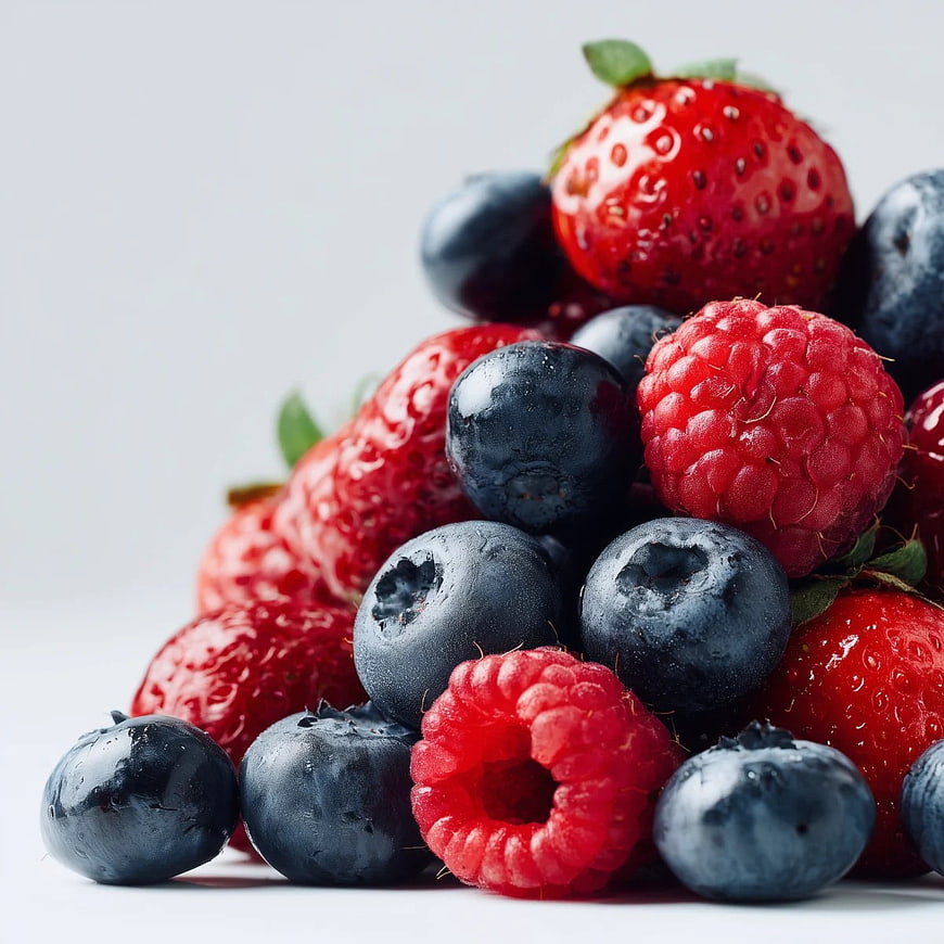 Fresh Mixed Berries: Strawberries, Raspberries, and Blueberries