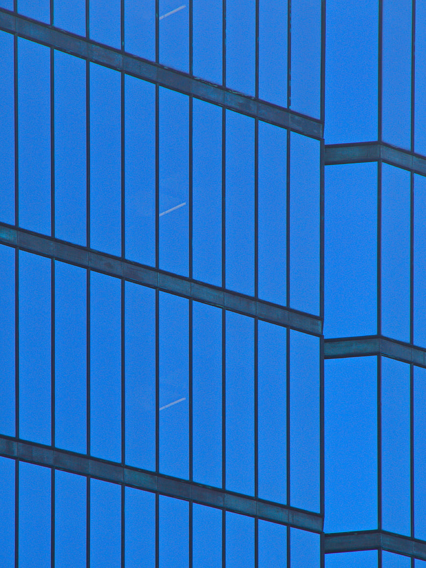 Abstract Blue Glass Skyscraper Facade Architecture