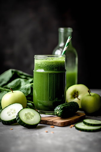 Fresh Green Smoothie with Cucumber and Apple