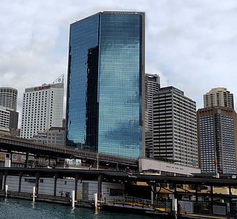 Sydney skyline with Centre Street tower and ferry wharf