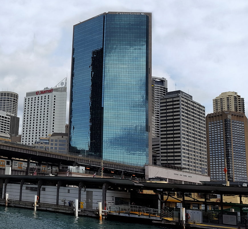 Sydney skyline with Centre Street tower and ferry wharf