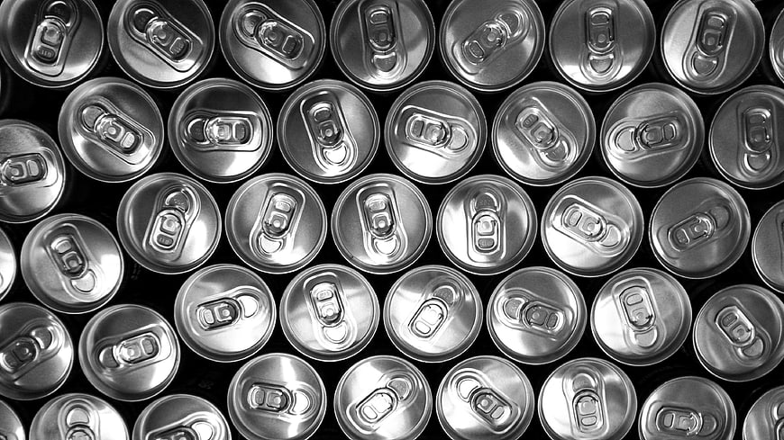 Black and white pattern of aluminum soda can tops