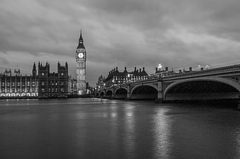 Black and White Long Exposure of Big Ben and Westminster Bridge
