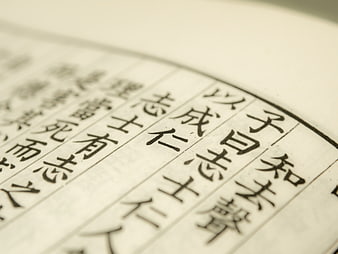 Close-up of ancient Chinese text on traditional paper