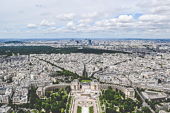 Aerial View of Paris Cityscape with Grand Palais and La Défense