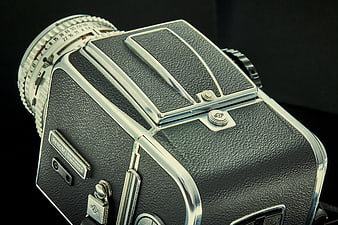 Close-up of vintage Hasselblad 500C/M film camera