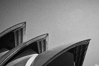 Black and white architectural detail of Sydney Opera House roof