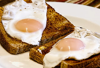 Fried eggs on toast close-up breakfast food photography