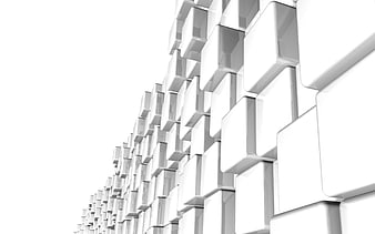 Abstract White 3D Cube Wall Pattern Background