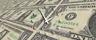Clock Face Superimposed On US Dollar Bills