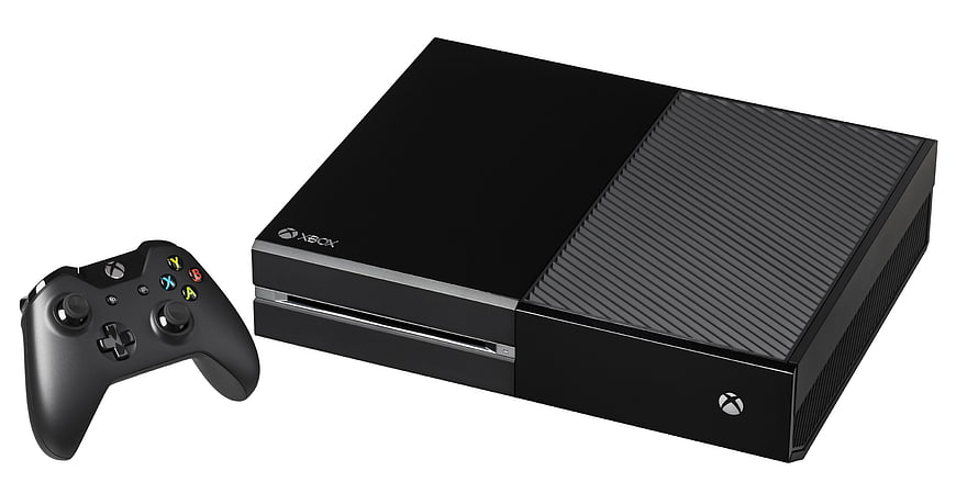 Black Xbox One Console and Controller on White Background