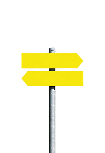 Yellow Directional Signpost on White Background