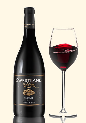 Swartland Bush Vine Pinotage Red Wine Bottle and Glass