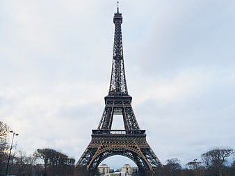 Eiffel Tower in Paris Against Overcast Sky