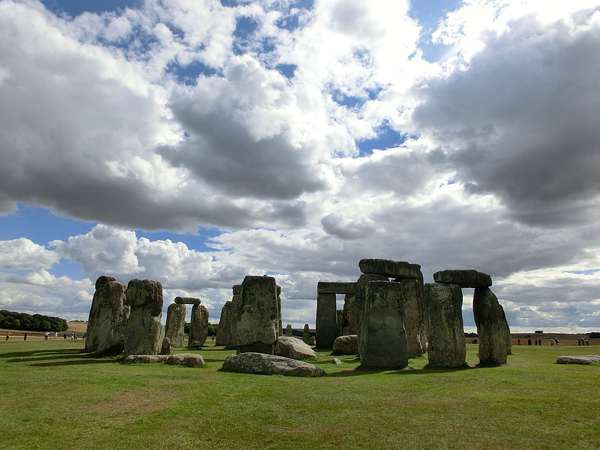 Stonehenge monument under dramatic cloudy sky