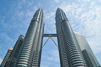 Low angle view of Petronas Twin Towers Kuala Lumpur
