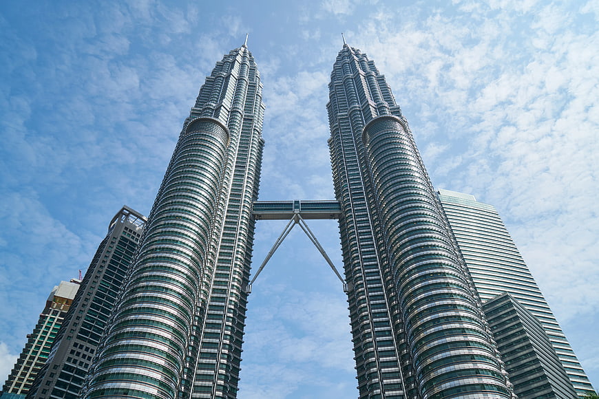 Low angle view of Petronas Twin Towers Kuala Lumpur