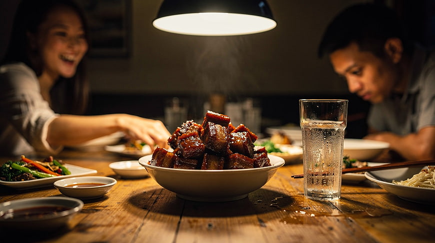 Steaming Braised Pork Belly Dinner with Friends
