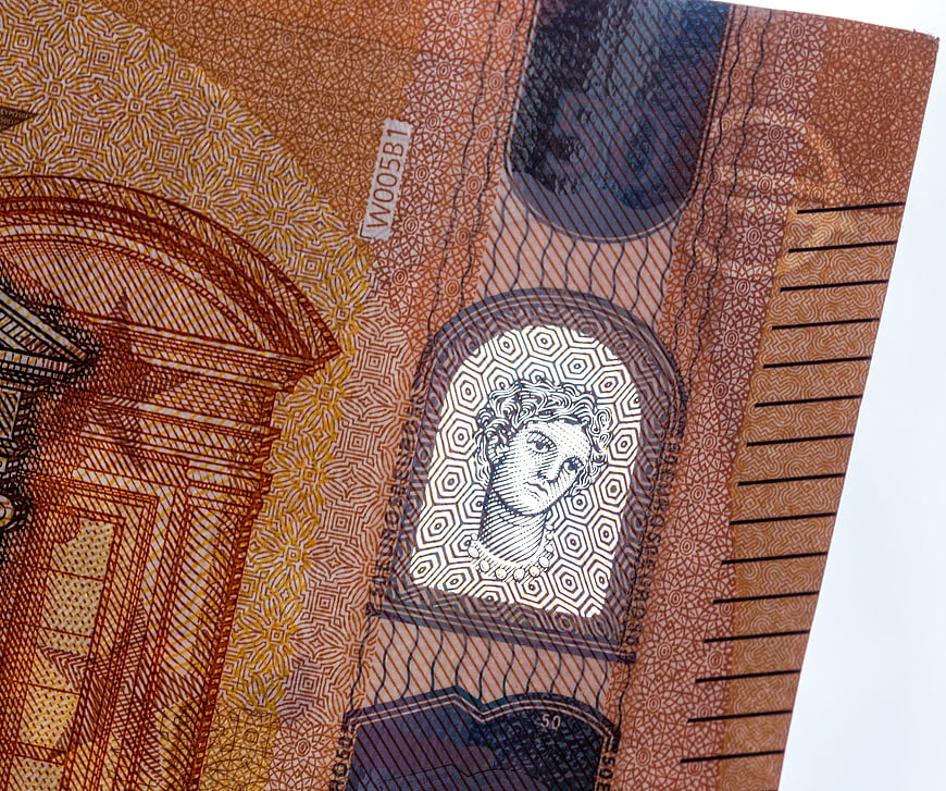 Close-up of 50 Euro Banknote Details