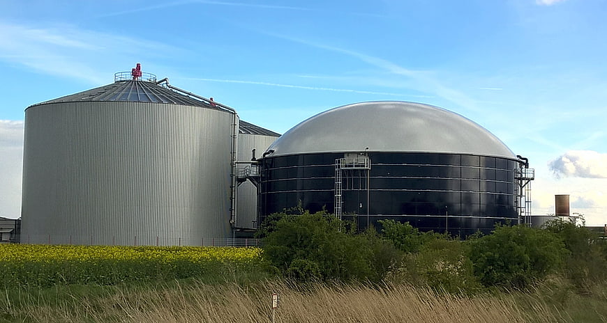 Industrial Biogas Plant with Large Storage Tanks