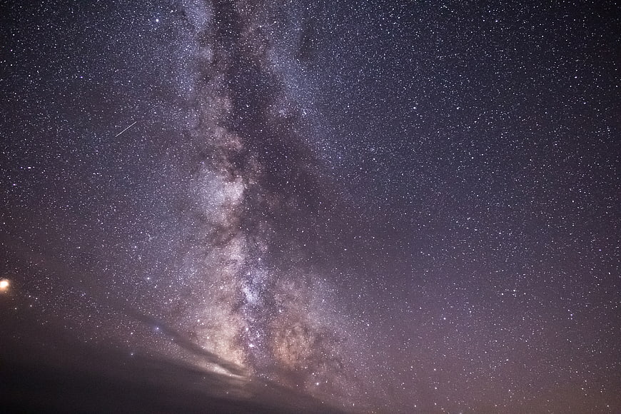 Milky Way Galaxy Night Sky with Stars and Meteor