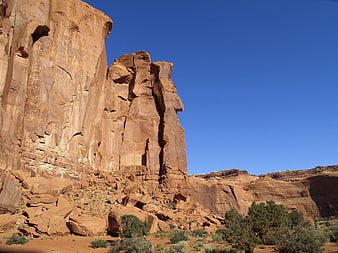 Monument Valley Rock Formations Under Clear Blue Sky