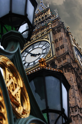 Big Ben Clock Tower Viewed Through Ornate Street Lamp