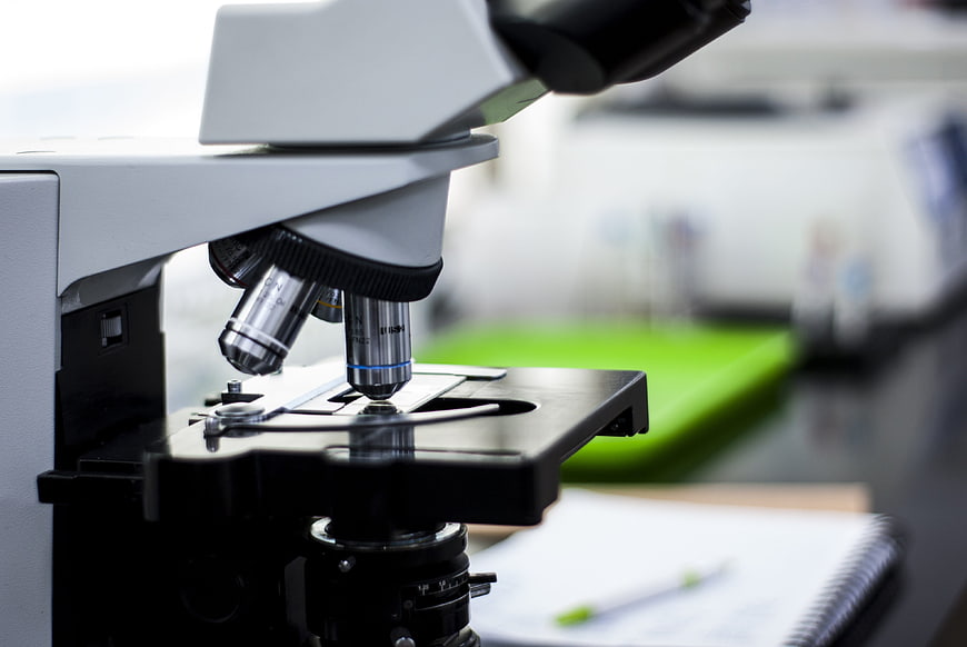 Modern Laboratory Microscope Close Up