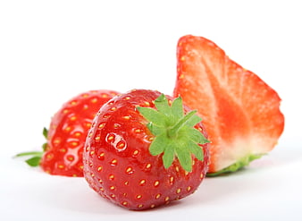 Fresh Red Strawberries Isolated on White Background