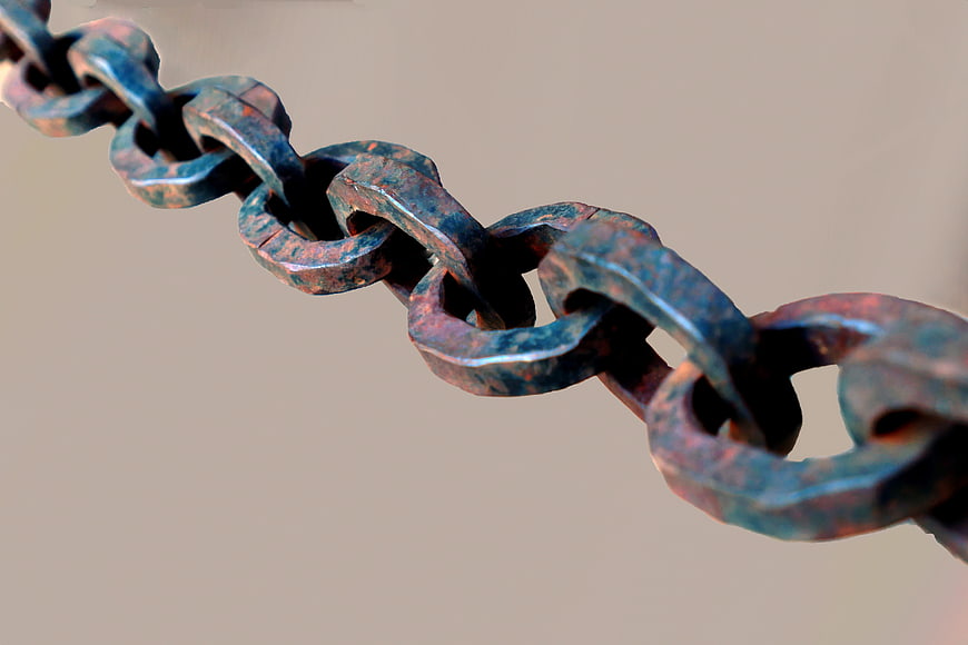 Rusty Iron Chain Links Close Up