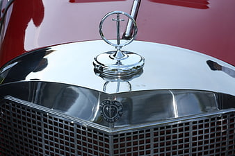 Close-up of Excalibur Classic Car Chrome Hood Ornament