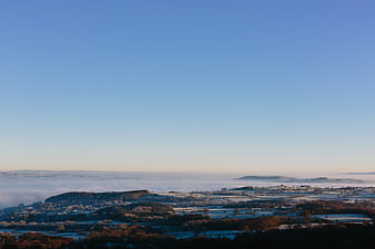 Winter Landscape with Sea of Fog and Snowy Hills
