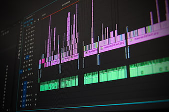 Close-up of video editing software timeline on computer screen