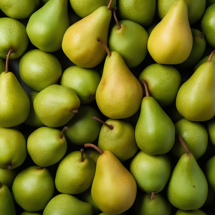Top View of Fresh Green and Yellow Pears