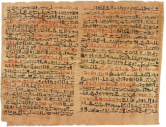Ancient Egyptian Papyrus Scroll with Hieroglyphic Text