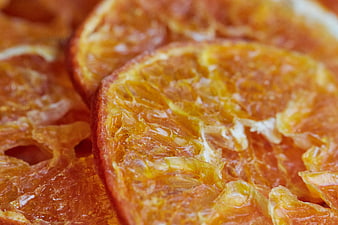 Close-up of dried orange slices with rich texture