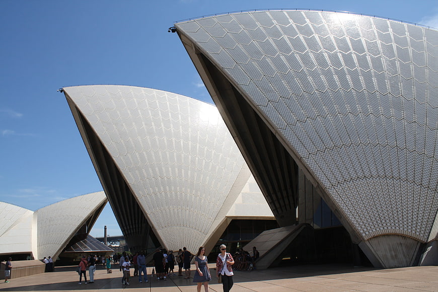 Sydney Opera House Sails and Tourists on Sunny Day