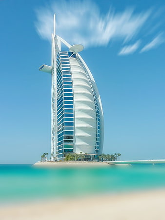 Burj Al Arab Dubai Hotel Long Exposure Skyline