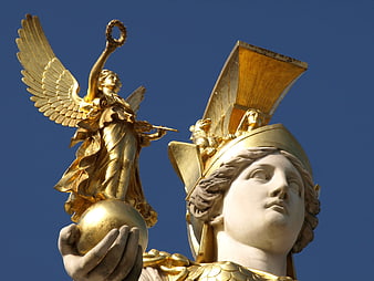 Pallas Athene Fountain Statue Detail Vienna Parliament