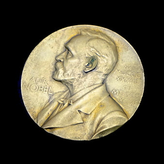 Close-up of Nobel Prize Medal with Alfred Nobel Portrait